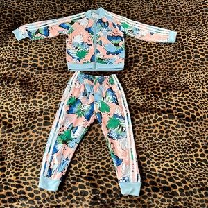 Multi colored Floral & Butter fly - HER Studio London Adidas track suit 4T/5T